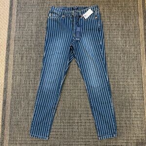 Chaps High Rise Skinny Jeans with Blue and White Stripes
